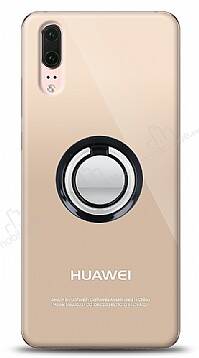 Huawei P20 Siyah Tutuculu Şeffaf Kılıf - 1