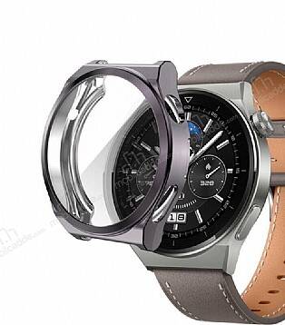 Huawei Watch GT 3 Pro 43mm Ekran Koruyucu Gri Silikon Kılıf - 1