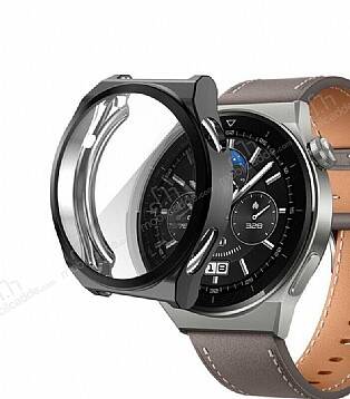 Huawei Watch GT 3 Pro 43mm Ekran Koruyucu Siyah Silikon Kılıf - 1