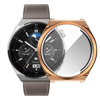 Huawei Watch GT 3 Pro 46 mm Ekran Koruyucu Rose Gold Silikon Kılıf - 2