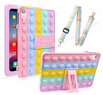 iPad mini 6 2021 Askılı Push Pop Bubble Tablet Rainbow Silikon Kılıf - 1