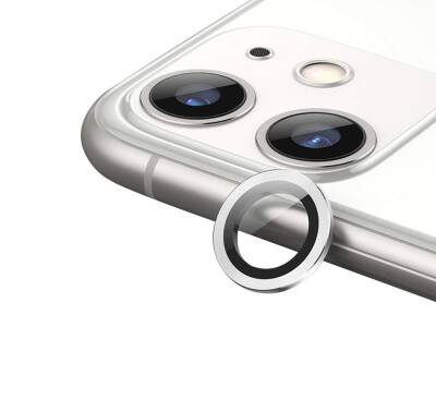 iPhone 11 Metal Kenarlı Cam Silver Kamera Lensi Koruyucu - 1