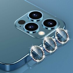 iPhone 11 Pro Crystal Mavi Taşlı Kamera Lensi Koruyucu - 1