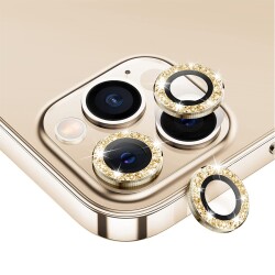 iPhone 11 Pro Max Gold Taşlı Kamera Lens Koruyucu - 1