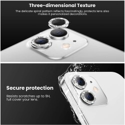 iPhone 11 Pro Max Silver Taşlı Kamera Lens Koruyucu - 3