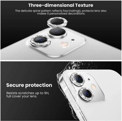 iPhone 11 Pro Max Silver Taşlı Kamera Lens Koruyucu - 3