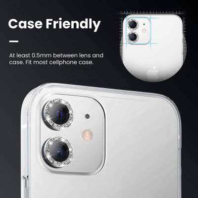 iPhone 11 Pro Silver Taşlı Kamera Lens Koruyucu - 2