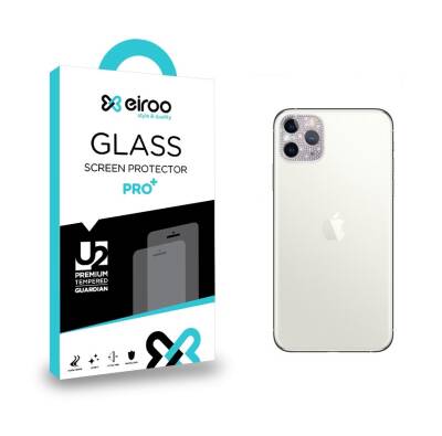 iPhone 11 Pro Silver Taşlı Kamera Lensi Koruyucu - 1