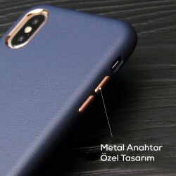 iPhone 12 / 12 Pro 6.1 inç Metal Tuşlu Siyah Deri Kılıf - 4