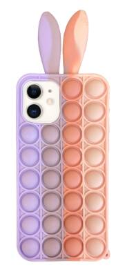 iPhone 12 / 12 Pro 6.1 inç Push Pop Bubble Tavşan Mor-Pembe Silikon Kılıf - 1