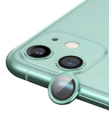 iPhone 12 Metal Kenarlı Cam Yeşil Kamera Lensi Koruyucu - 1