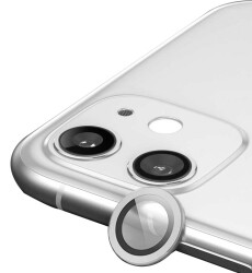 iPhone 12 mini 5.4 inç Metal Kenarlı Cam Silver Kamera Lensi Koruyucu - 1