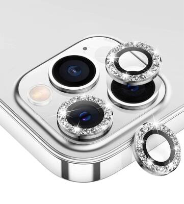 iPhone 12 Pro 6.1 inç Silver Taşlı Kamera Lens Koruyucu - 1