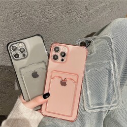 iPhone 13 Mini Kartlıklı Kamera Korumalı Şeffaf Rubber Kılıf - 2