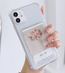 iPhone 13 Mini Kartlıklı Kamera Korumalı Şeffaf Rubber Kılıf - 6