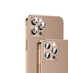 iPhone 13 Pro Max Crystal Taşlı Gold Kamera Lensi Koruyucu - 3