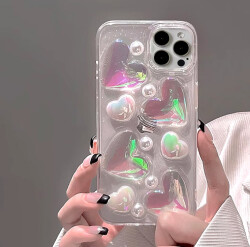 iPhone 13 / iPhone 14 3 Boyutlu Kalpli Hologram Silikon Kılıf - 2