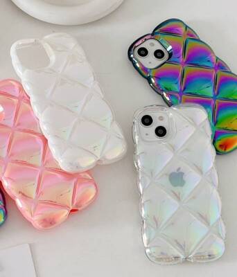 iPhone 14 3D Glitter Elmas Silikon Kılıf - 9