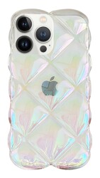 iPhone 14 Pro 3D Glitter Elmas Şeffaf Silikon Kılıf - 1