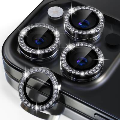 iPhone 15 Pro Max Crystal Taşlı Kamera Lensi Koruyucu - 1