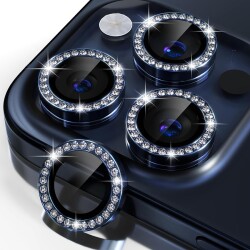 iPhone 15 Pro Max Crystal Taşlı Kamera Lensi Koruyucu - 9