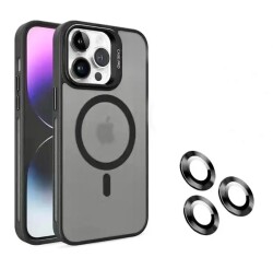 iPhone 15 Pro Max Wireless Şarj Özellikli Kamera Lens Koruyuculu Kılıf - 13