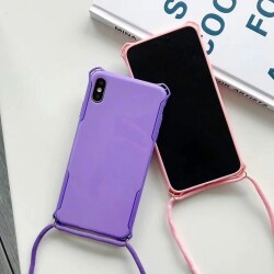 iPhone 7 / 8 Askılı Sarı Silikon Kılıf - 2