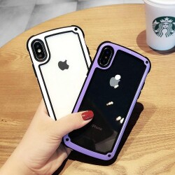 iPhone 7 / 8 Jelly Bumper Şeffaf Ultra Koruma Mor Kılıf - 2