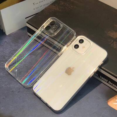 iPhone 7 Plus / 8 Plus Kamera Korumalı Hologram Gökkuşağı Silikon Kılıf - 7