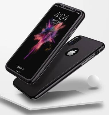 Joyroom iPhone X / XS 360 Derece Koruma Siyah Rubber Kılıf - 3