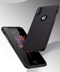 Joyroom iPhone X / XS 360 Derece Koruma Siyah Rubber Kılıf - 4