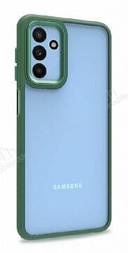 Lux Metal Serisi Samsung Galaxy M13 Mat Yeşil Kenarlı Şeffaf Silikon Kılıf - 1