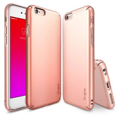 Ringke Slim iPhone 6 Plus / 6S Plus 360 Kenar Koruma Rose Gold Rubber Kılıf - 1