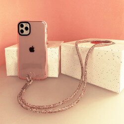 Rose Gold Taşlı Telefon Omuz Askısı - 1