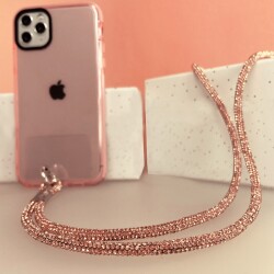 Rose Gold Taşlı Telefon Omuz Askısı - 2