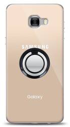 Samsung Galaxy C7 Pro Siyah Tutuculu Şeffaf Kılıf - 1