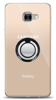 Samsung Galaxy C7 Pro Siyah Tutuculu Şeffaf Kılıf - 1