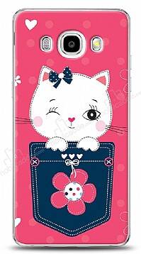 Samsung Galaxy J7 2016 Pink Cat Kılıf - 1