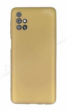 Samsung Galaxy M51 Kamera Korumalı Gold Silikon Kılıf - 1