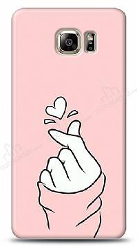 Samsung Galaxy Note 5 Pink Finger Heart Kılıf - 1