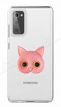 Samsung Galaxy S20 FE Kedi Figürlü Telefon Tutuculu Pembe Silikon Kılıf - 1