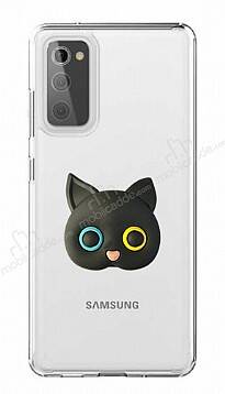 Samsung Galaxy S20 FE Kedi Figürlü Telefon Tutuculu Siyah Silikon Kılıf - 1