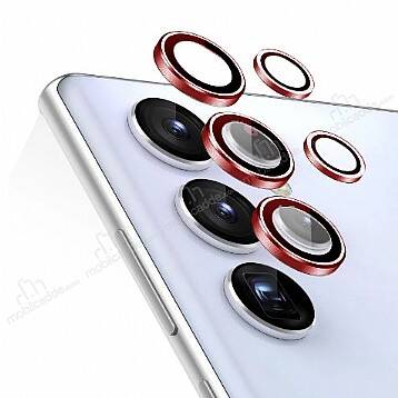 Samsung Galaxy S22 Ultra 5G Kırmızı Metal Kamera Lens Koruyucu - 1