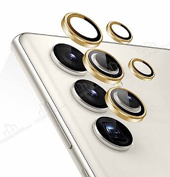 Samsung Galaxy S23 Ultra Gold Metal Kamera Lens Koruyucu - 1