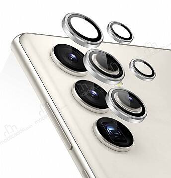 Samsung Galaxy S23 Ultra Silver Metal Kamera Lens Koruyucu - 1