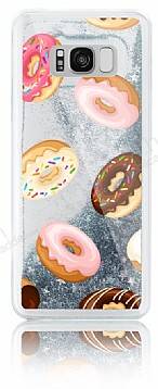 Samsung Galaxy S8 Plus Simli Sulu Donut Resimli Silver Silikon Kılıf - 1