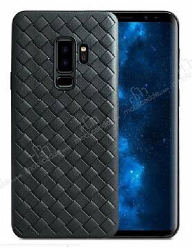 Samsung Galaxy S9 Hasır Desenli Siyah Silikon Kılıf - 1