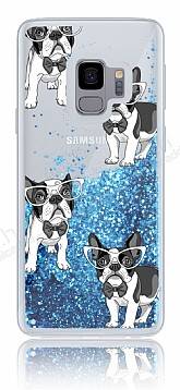 Samsung Galaxy S9 Simli Sulu Resimli Köpekli Mavi Silikon Kılıf - 1