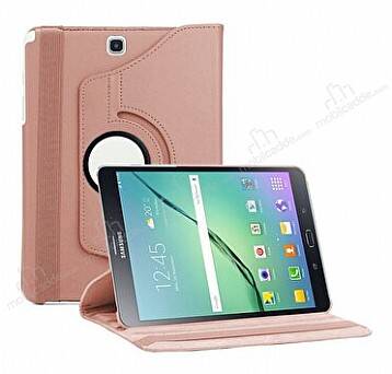 Samsung Galaxy Tab S2 Wi-Fi 8 360 Derece Döner Standlı Rose Gold Deri Kılıf - 1