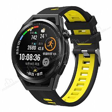 Samsung Galaxy Watch 3 41 mm Siyah-Sarı Silikon Kordon - 1